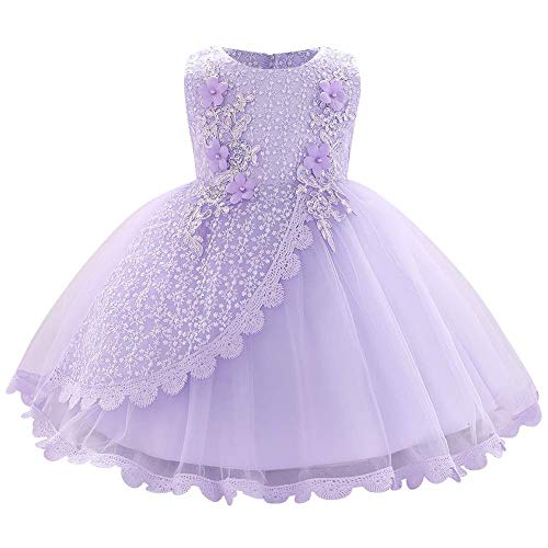 Taufkleid Baby Mädchen Blumenmädchenkleider Ärmellos Spitze Prinzessin Kleid Tütü Tüllkleid 1. Geburtstag Babybekleidung Festliches Hochzeit Taufe Partykleid Abendkleid Ballkleid Violett 18-24 Monate von Odizli