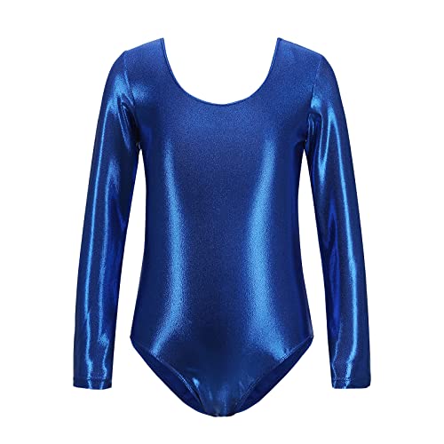 Turnanzug Mädchen Langarm Kinder U Rücken Metallic Glitzer Gymnastikanzug Ballett Trikot Body Leotard Tanzbody Ballettanzug Balletttrikot Eiskunstlauf Ballerina Ballettkleidung Königsblau 11-12 Jahre von Odizli