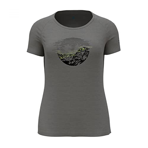 Odlo Damen Ascent PW 130 Sunrise T-Shirt, Grey Melange-Sharp Green, M von Odlo
