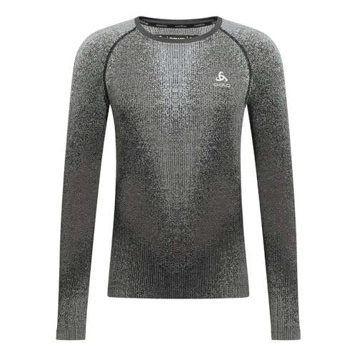 Odlo Herren Blackcomb Eco Big Logo Top Crew Longsleeve Laufbekleidung Unterhemd Black - Grau XL von Odlo