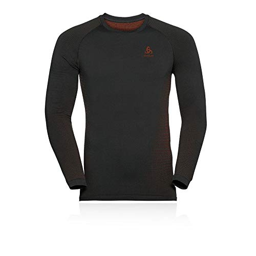 Odlo Herren Performance Warm Eco Sweatshirt, Black-orange.com, S von Odlo