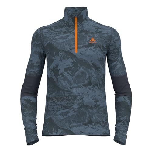 Odlo Herren Whistler Eco Half Zip Longsleeve, Folkstone Gray-India Ink, L von Odlo