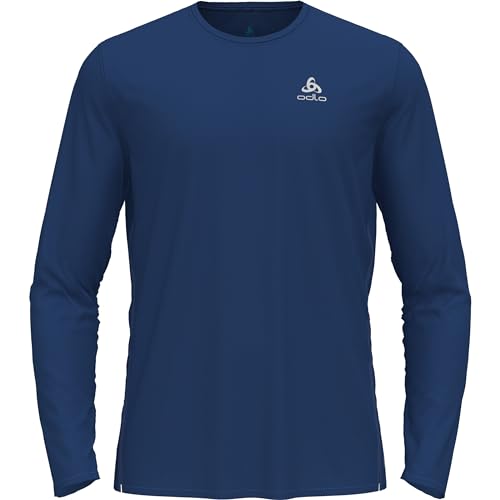 Odlo Herren Zeroweight Chill-Tec Crew Neck Longsleeve Laufbekleidung Laufshirt Dunkelblau - L von Odlo