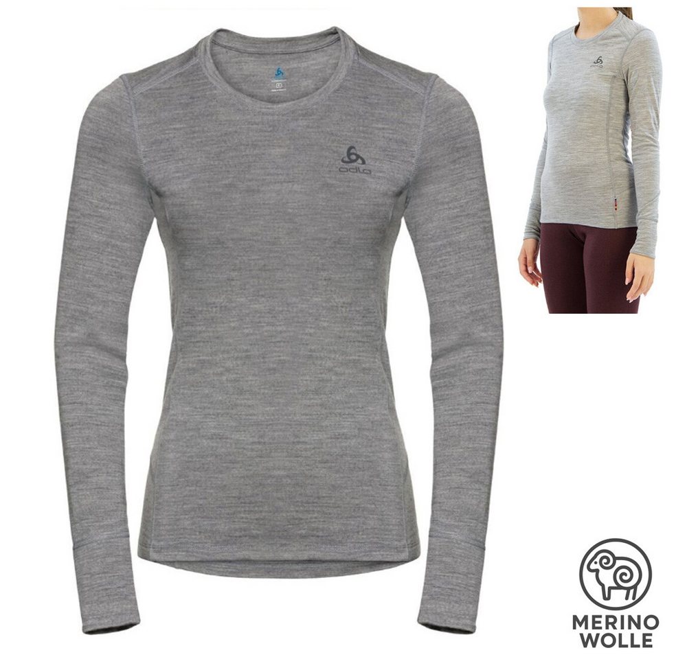Odlo Langarmshirt Odlo BL Top Crew Neck LS Merino 200 Damen – Langarm Shirt, grau von Odlo