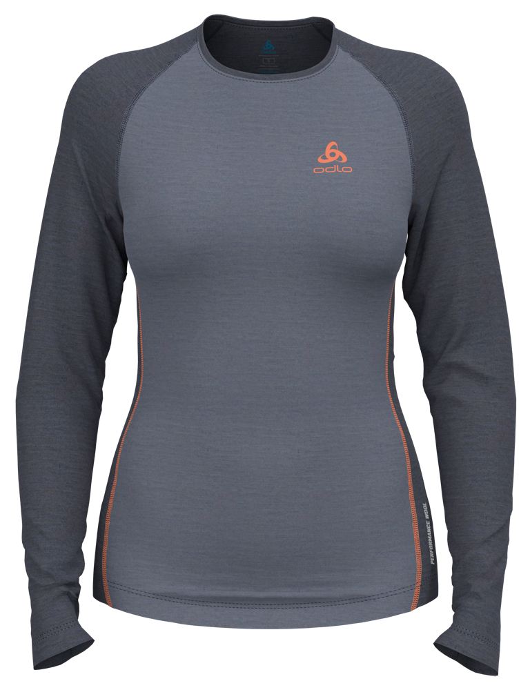 Odlo Performance Wool 150 Base Layer Damen Funktionsshirt  folkstone gray - india ink M von Odlo