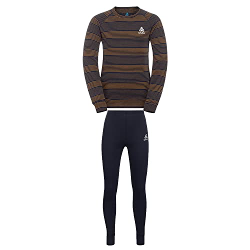 Odlo Unisex Kinder Active Warm Eco Baselayer-Set, Dark Sapphire-Buckthorn Brown, 140 von Odlo