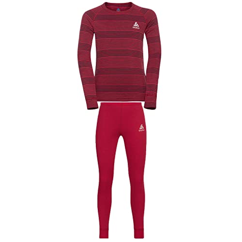 Odlo Unisex Kinder Active Warm Eco Baselayer-Set, Deep Claret-Dark Sapphire, 80 von Odlo