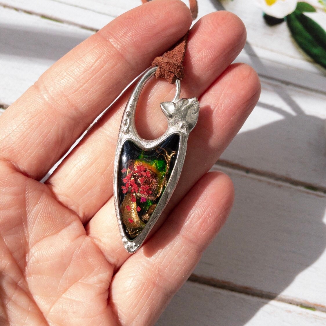 Zinn Katze Anhänger - Handgemachte Halskette Aus Harz, Hypoallergen von OdonataJArt