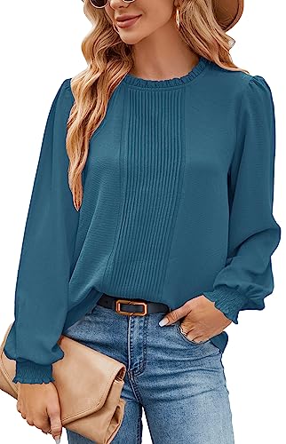 Odosalii Oberteile Damen Herbst Festliche Elegant Blusentops Lockerer Puffärmel Tunika Casual Arbeit Hochzeit Langarmshirt Outfits von Odosalii