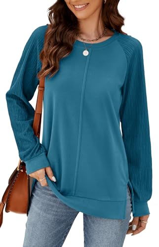 Odosalii Pullover Damen, Elegant Winter Oberteil Rundkragen Lässige Basic Langarmshirt Einfarbig Oberteil Sweatshirt Schöne Sweater Leicht Pulii Tunika Tops von Odosalii
