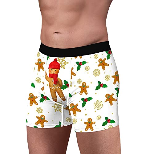 Oduo 1er Pack Herren Boxershorts 3D Lustige Weihnachten Stretcken Unterhosen Unterwäsche Atmungsaktiv Weiche Passform Boxershort für Männer von Oduo