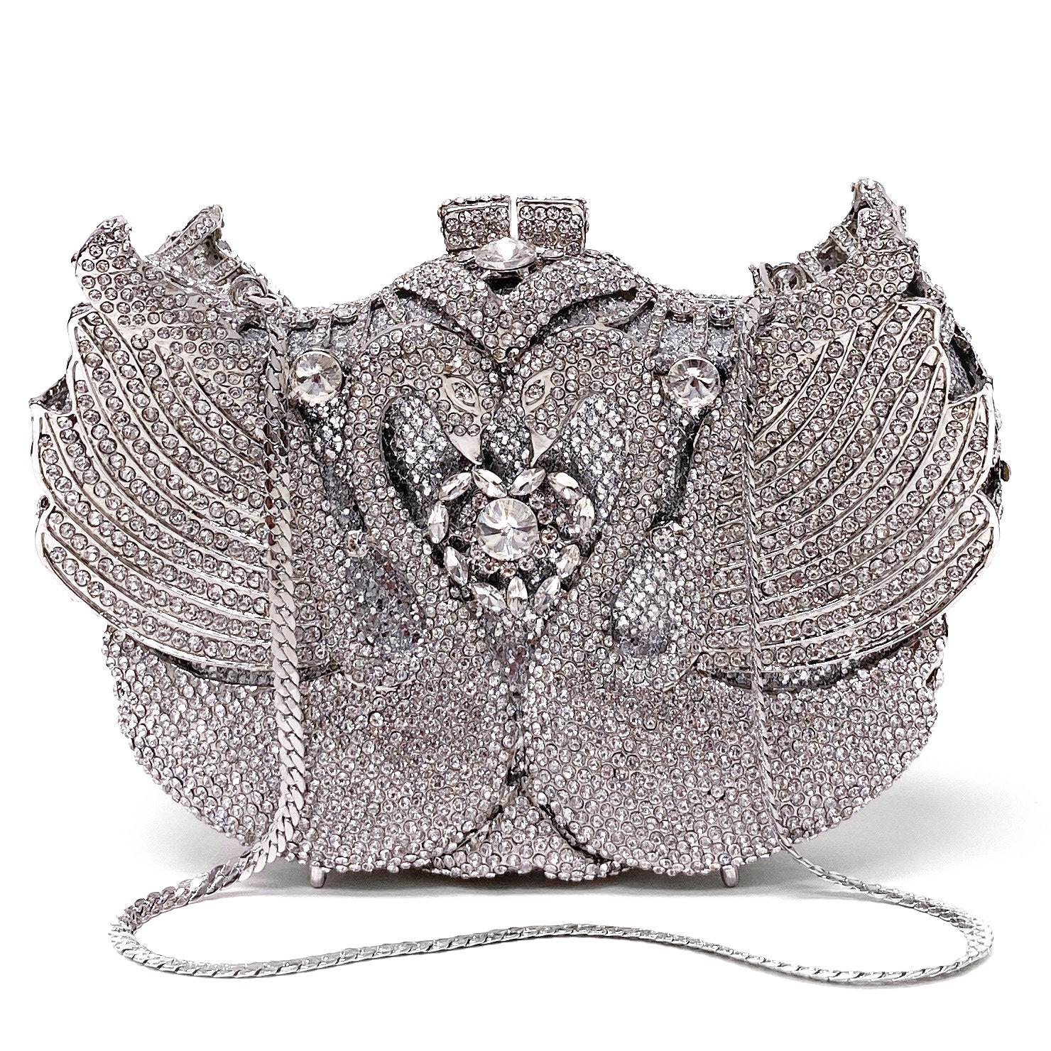 Abendtasche Swarovski Kristall Geldbörse Clutch Einzigartige White Swan Shaped Dazzling Formale Abendgarderobe von OdysseyBlvd