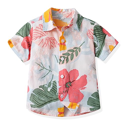 Junge Casual Strandhemd,Jungen Kurzarm Hawaii Hemd,Baby Sommer Hemden,Kleinkinder Blumenmuster T-Shirts,Kleinkind Button Down Freizeithemd,6 Monate-9 Jahre von Odziezet