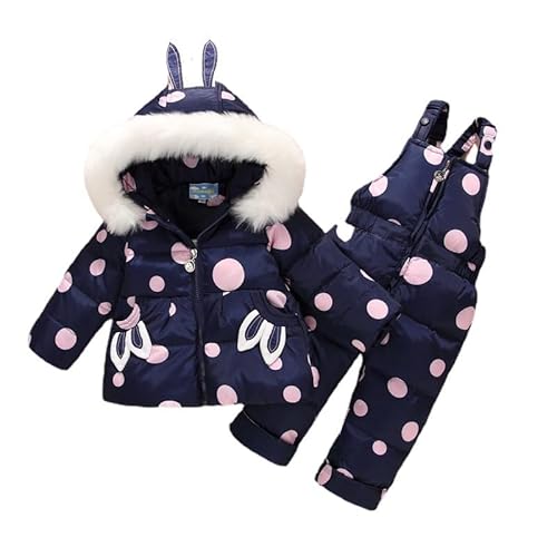 Odziezet Baby Cartoon Schneeanzug Outfit Mädchen Warm Winterjacke und Jumpsuit Jungen Skianzüge Schneeanzug Kleinkinder Winterjacken + Skihose Daunenjacke Daunenhose 1-4 Jahre (Dunkelblau,2-3 Jahre) von Odziezet