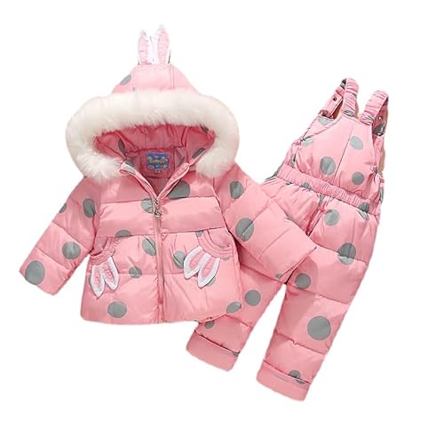 Odziezet Baby Cartoon Schneeanzug Outfit Mädchen Warm Winterjacke und Jumpsuit Jungen Skianzüge Schneeanzug Kleinkinder Winterjacken + Skihose Daunenjacke Daunenhose 1-4 Jahre (Rosa,2-3 Jahre) von Odziezet