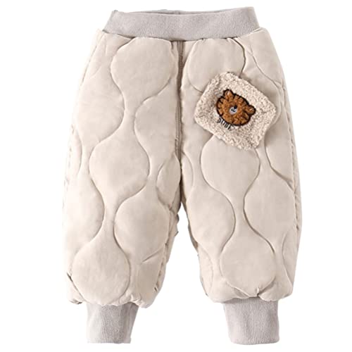 Odziezet Baby Jungen Mädchen Winterhosen Unisex einfarbige Jogginghose Kinder Verstellbare Jogginghose mit Pailletten Kinder süße Bärenhose Verdicken Thermo-Fleecehose 2-7 Jahre von Odziezet