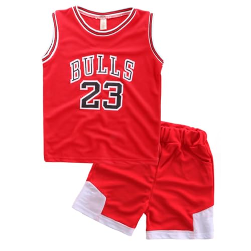 Odziezet Baby Kleidung Set Shirt Ärmlos + Shorts Junge Basketball Anzug 1-7 Jahre alt (Rot, 10-11 Jahre) von Odziezet