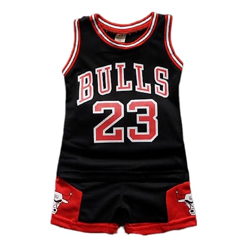 Odziezet Baby Kleidung Set Shirt Ärmlos + Shorts Junge Basketball Anzug 1-7 Jahre alt (Schwarz, 1-2 Jahre) von Odziezet