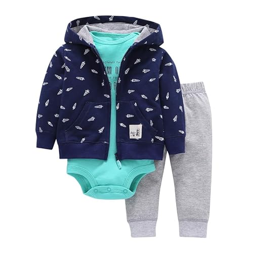 Odziezet Baby Langarm Kapuzenpulli + Bodysuit + Hose Hose Neugeborenes Mädchen Junge Herbst Winter Kleidung Outfits 0-24 Monate von Odziezet