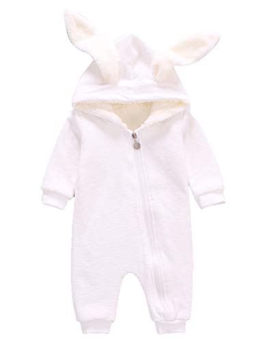 Odziezet Baby Mädchen Jungen Baumwolle Langarm Set Rabbit Cartoon Romper 1 – 18 Monate Gr. 9-18 Monate, Weiß - dick von Odziezet