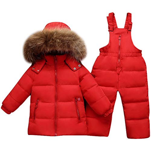 Odziezet Baby Schneeanzug Mädchen Daunenjacke + Daunenhosen Winterjacke mit Kapuzen von Odziezet