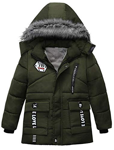 Odziezet Baby Steppjacke Jungen mit Kunstfell Dicke Kinderjacke Winterjacke Warme Gegütterte Kapuzenjacke 2-7 Jahre alt von Odziezet