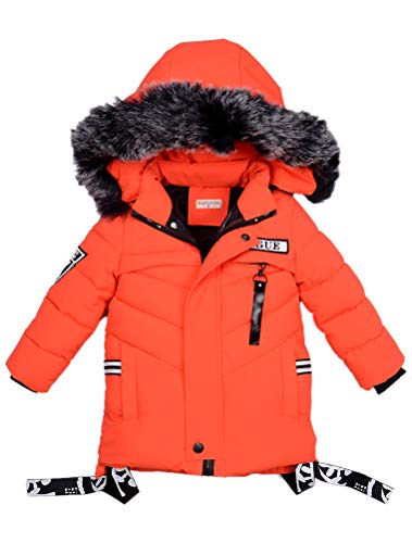 Odziezet Baby Steppjacke Jungen mit Kunstfell Dicke Kinderjacke Winterjacke Warme Gegütterte Kapuzenjacke 2-7 Jahre alt von Odziezet