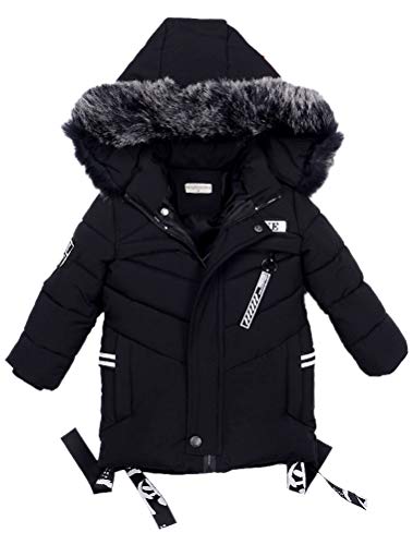 Odziezet Baby Steppjacke Jungen mit Kunstfell Dicke Kinderjacke Winterjacke Warme Gegütterte Kapuzenjacke 2-7 Jahre alt von Odziezet