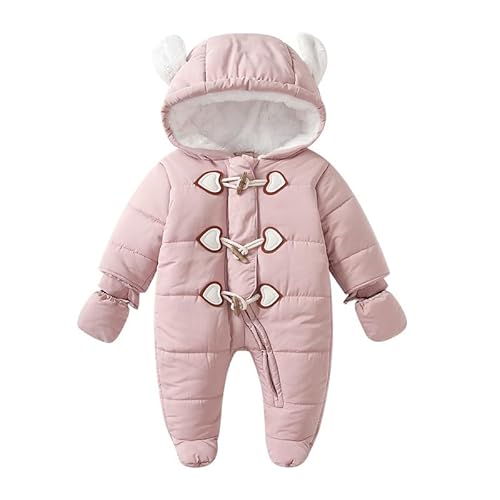 Odziezet Baby Wärmer Winter Jumpsuit Kinder Flanell Overalls Jungen Einteilige Schneeanzug Neugeborene Langarm Kapuze Strampler Bärenohr Hoodie Overall 0-3 Jahre (Violett,0-3 Monate) von Odziezet