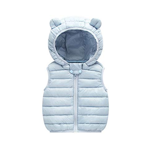 Odziezet Baby Weste Steppweste mit Kapuzen Unisex Daunenweste Winter Blau 6-9 Monate von Odziezet