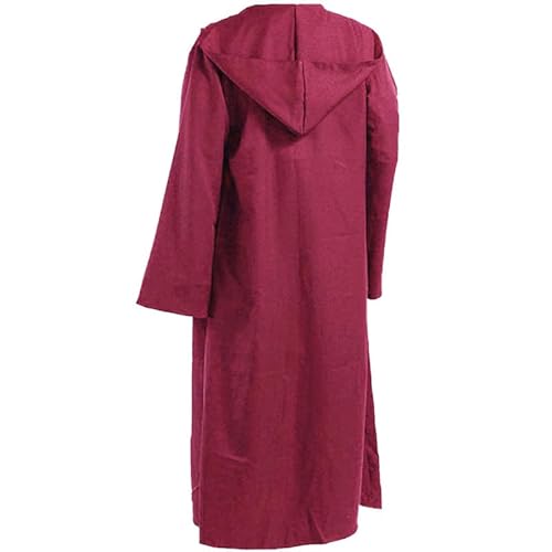 Odziezet Herren Umhang mit Kapuze Damen Mittelalter Mantel Mann Halloween Cosplay Costume Herr Weihnachten Kapuzenumhang Erwachsene Hoodies Robe Kostüme Männer Karneval Kapuzenrobe (Rot,XXL) von Odziezet