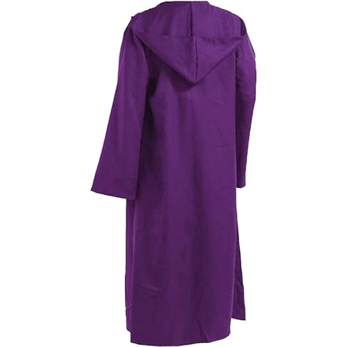 Odziezet Herren Umhang mit Kapuze Damen Mittelalter Mantel Mann Halloween Cosplay Costume Herr Weihnachten Kapuzenumhang Erwachsene Hoodies Robe Kostüme Männer Karneval Kapuzenrobe (Violett,155) von Odziezet