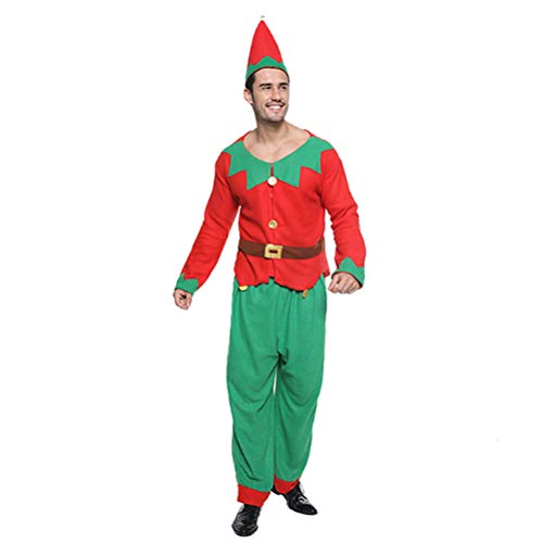 Odziezet Kinder Kostüm Weihnachtself Weihnachten Cosplay Erwachsene Overall Halloween Karneval Kostüm Set Clown von Odziezet