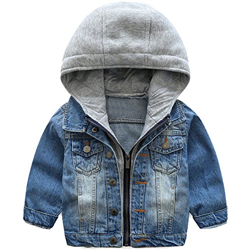 Odziezet Kinderkleidung Frühlingsmodelle Jungen Kinder Weiche Gewaschen Kapuze Jeansjacke Jeansbekleidung mit reißversluss von Odziezet