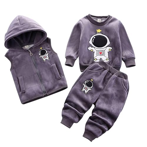 Odziezet Kleinkinder Warm Outfit Kinder Kapuze Ärmellose Weste Anzug Baby Winter Dreiteiliges Outfits Kind Langärmeliges Sweatshirt Hose Sets Babys Cartoon Bär Kleidung 0-4 Jahre von Odziezet