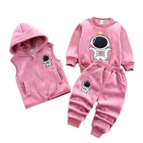 Odziezet Kleinkinder Warm Outfit Kinder Kapuze Ärmellose Weste Anzug Baby Winter Dreiteiliges Outfits Kind Langärmeliges Sweatshirt Hose Sets Babys Cartoon Bär Kleidung 0-4 Jahre von Odziezet
