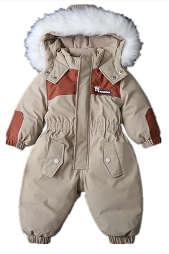 Odziezet Kleinkinder Winter Strampler Kinder Langarm Jumpsuit Jungen Daunenjacke Einteiliger Baby Warm Overall Babys Daunen Schneeanzug Kind Winddicht Skioverall 1-5 Jahre (2-3 Jahre,Khaki) von Odziezet