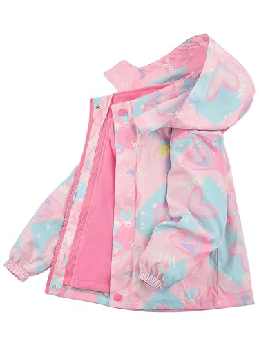 Odziezet Mädchen Bedruckte Kapuzenjacke Windbreaker Mädchen Kindermantel Langarm Wasserdicht Mäntel Frühling Herbst Niedlich Leichte Oberbekleidung Reißverschlusstasche Baby 4-17 Jahre von Odziezet
