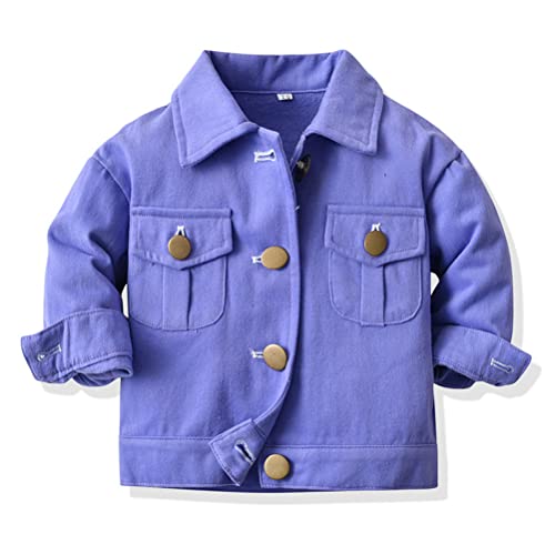 Odziezet Mädchen Jungen Basic Denim Truckerjacken,Kinder Fleece Cardigan Jacke,Baby Mädchen farbige Jeansjacken,Kinder Revers Jeansjacken Oberbekleidung,Baumwolle,0-6 Jahre von Odziezet