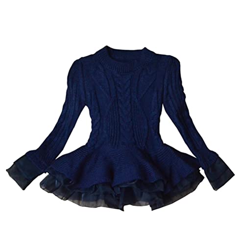 Odziezet Mädchen Kleider Langarm Strickkleid Langarm Strick Tutu Princess Lange Ärmeln Partykleid 3-8 Jahre von Odziezet