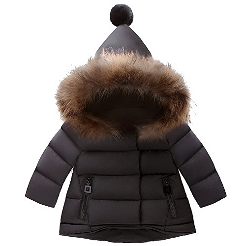 Odziezet Winterjacke Mädchen Jung Neugeborenes kleikind babay verdickte mit spitzer Kapuze Pelzkragen Trenchcoat Outerwear Steppjacke warm Winddicht, Schwarz-1, Gr. 110 von Odziezet