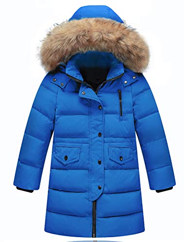 Odziezet Winterjacke Kinder Mädchen Daunenjacke Lang Kapuzenjacke Pelzkragen Junge Warm Steppjacke 2-13 Jahre alt von Odziezet