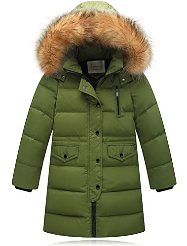 Odziezet Winterjacke Kinder Mädchen Daunenjacke Lang Kapuzenjacke Pelzkragen Junge Warm Steppjacke 2-13 Jahre alt von Odziezet