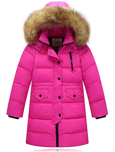 Odziezet Winterjacke Kinder Mädchen Daunenjacke Lang Kapuzenjacke Pelzkragen Junge Warm Steppjacke 2-13 Jahre alt von Odziezet