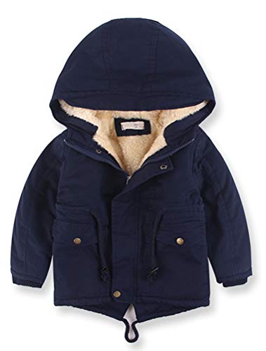 Odziezet Winterjacke für Kinder Jungen mit Kapuzen Winterparka Kapuzenjacke Dicken Fleece Baumwollmantel Wintermantel 3-9 Jahre alt von Odziezet