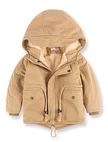 Odziezet Winterjacke für Kinder Jungen mit Kapuzen Winterparka Kapuzenjacke Dicken Fleece Baumwollmantel Wintermantel 3-9 Jahre alt von Odziezet