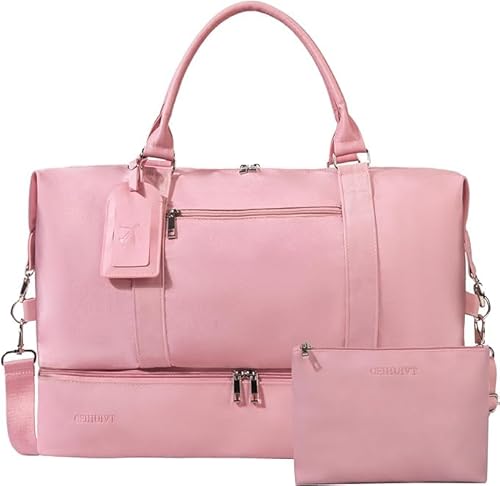 Weekender Taschen für Damen mit Schuhfach, großes Fassungsvermögen, perfekt für Reisen/Geschenk (2-teiliges Set), G-Pink (neu) von Oeihuivt