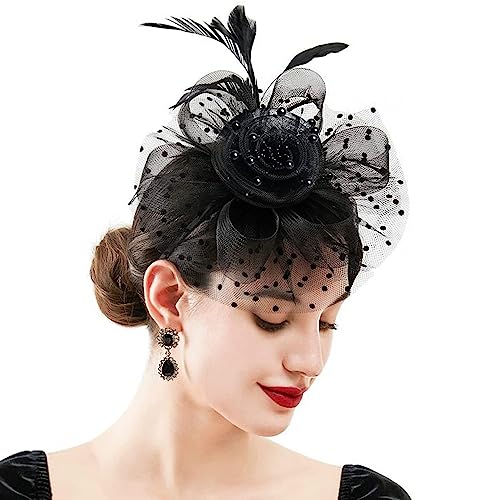 Oenothera Kopfschmuck Fascinator, Fascinator Hut Damen, Hochzeit Mesh Stirnband, mit Haarspange und Haargummi für Damen Mädchen Abend Partys von Oenothera
