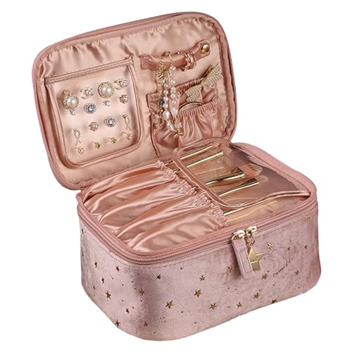 Oenothera Kosmetikbeutel mit Fächern, Reise Kosmetiktasche, Kosmetiktasche Damen, Groß Kapazität Kosmetiktasche, für Damen（Rosa） von Oenothera