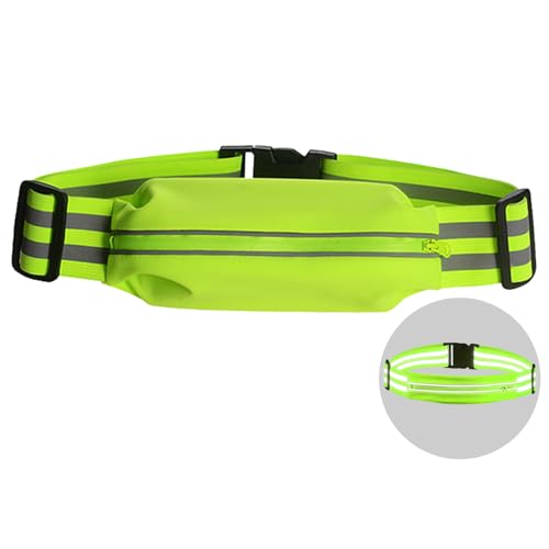 Oeyliz Laufgürtel für Damen und Herren, Handyhalterung, Läufer, Tasche, Hüftgurt, reflektierend, Laufgürtel, Geldgürtel, Übung, Taille für Workout, Joggen, Laufausrüstung, Zubehör, Grün , Laufgürtel von Oeyliz